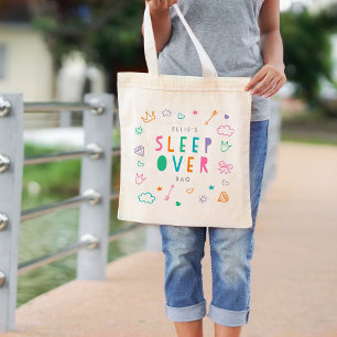 Sleepover Bag Editable Färg Slumber Party Tote Tygkasse