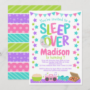 Sleepover Birthday Inbjudningar