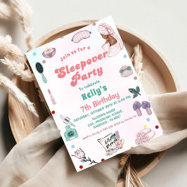 Sleepover Birthday Pamper Party Birthday Inbjudningar