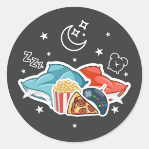 Sleepover Boy Sticker - Slumber Party Sticker Runt Klistermärke