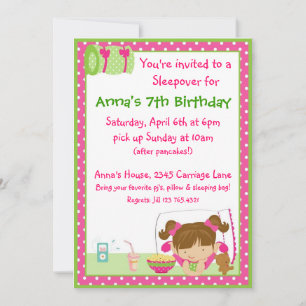 Sleepover Brunett Inbjudningar