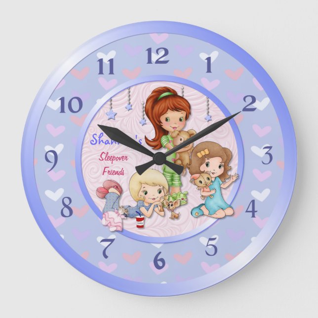 Sleepover Friends Slumber Clock - Anpassa Stor Klocka (Framsida)