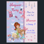 Sleepover Friends Slumber Födelsedagsfest Inbjudningar<br><div class="desc">Festive söt Hjärtar mönster på ljusblått/lavender. Det finns söta, giftiga beröringspunkter med tryckta rosor och snöre trim. Tre små flickor är utrustade med pyjamas och redo till party. Anpassa texten på framsidan och baksidan av det här vackra födelsedagsfest inbjudan. Namn, födelsedagen och all information är redot att ändras av er....</div>
