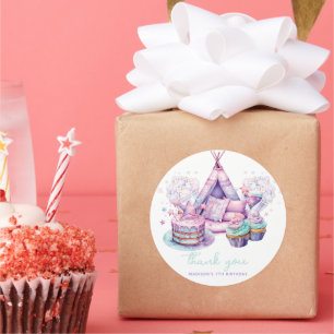 Sleepover Girl Birthday Personlig Tack Runt Klistermärke