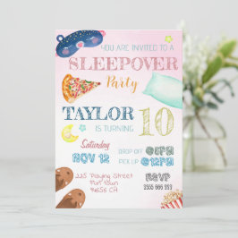 Sleepover Girl Slumber Party Birthday-inbjudan Inbjudningar