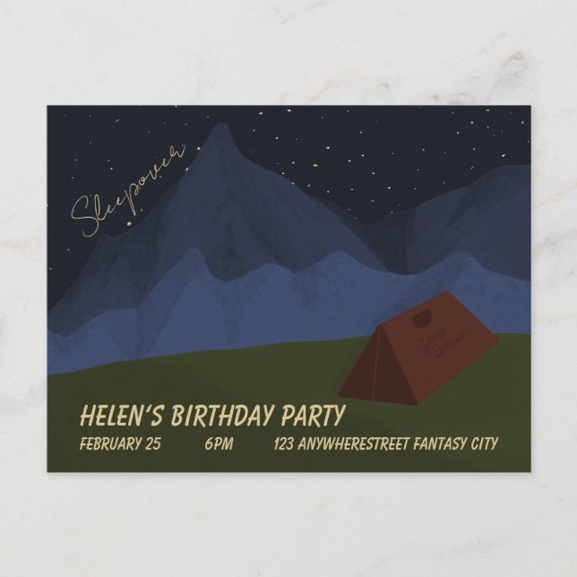 Sleepover-inbjudan Vykort (Framsida)