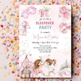 Sleepover pajama barns födelsedag party inbjudningar