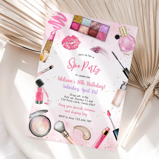 Sleepover Party Girl Spa Pink Birthday Invitation Inbjudningar (Skapare uppladdad)