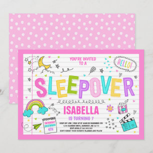 Sleepover Party-inbjudan Slumber Pajama Party Inbjudningar