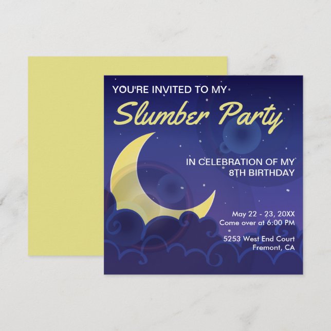 Sleepover Party | Slumber Party Birthday Inbjudan (Fram/baksida)