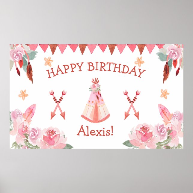 Sleepover Slumber Party Girl Rosa Teepday Birthday Poster (Framsidan)