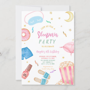 Sleepover Slumber Party Girl Spa Rosa Birthday Inbjudningar