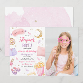 Sleepover Slumber Party Girl Spa Rosa Birthday Inbjudningar