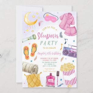 Sleepover Slumber Party Girl Spa Rosa Birthday Inbjudningar