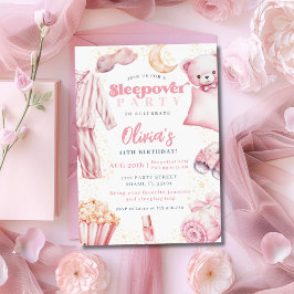Sleepover Slumber Party Girl Spa Rosa Birthday Inbjudningar