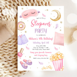 Sleepover Slumber Party Girl Spa Rosa Birthday Inbjudningar