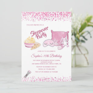 Sleepover Slumber Party Girl Spa Rosa Birthday Inbjudningar