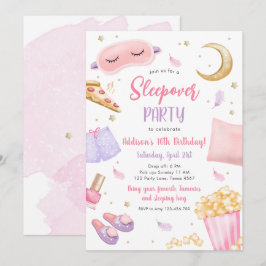 Sleepover Slumber Party Girl Spa Rosa Birthday Inv Inbjudningar