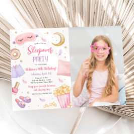 Sleepover Slumber Party Girl Spa Rosa Birthday Inv Inbjudningar
