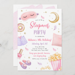 Sleepover Slumber Party Girl Spa Rosa Birthday Inv Inbjudningar