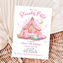 Sleepover Slumber Party Glamping Tält Birthday