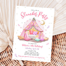 Sleepover Slumber Party Glamping Tält Birthday Inbjudningar