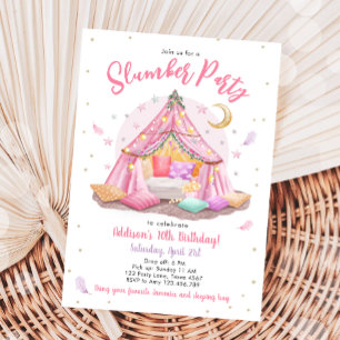 Sleepover Slumber Party Glamping Tält Birthday Inbjudningar