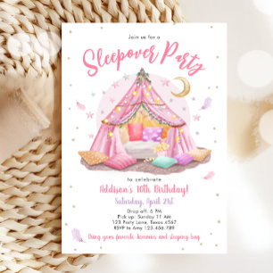 Sleepover Slumber Party Glamping Tält Birthday Inbjudningar