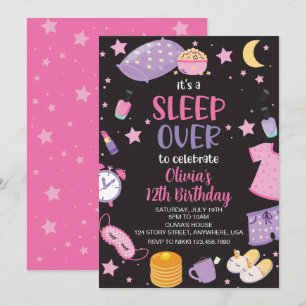 Sleepover slumrande lila för rosa i party, interpo inbjudningar