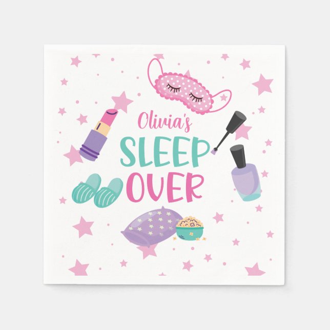 Sleepover slumrande lila för rosa i party, interpo pappersservett (Framsidan)