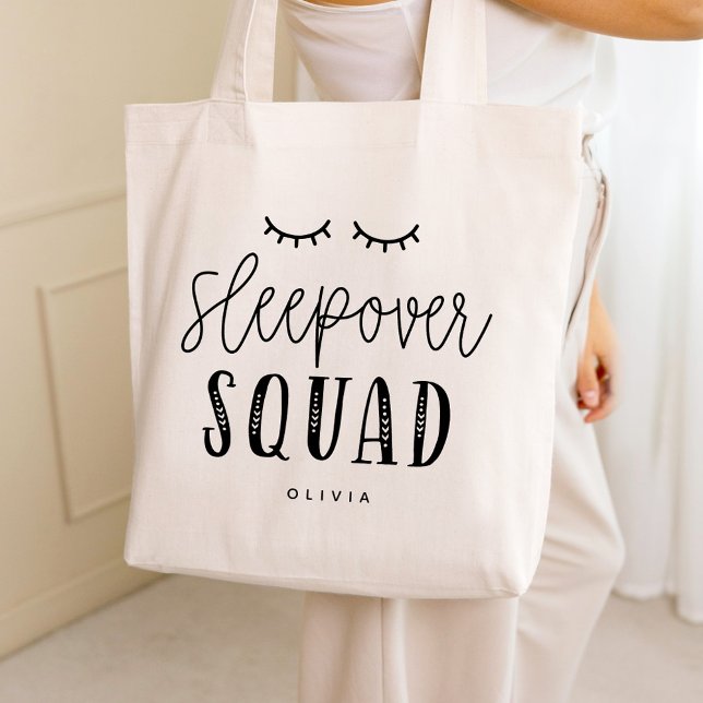 Sleepover Squad Editable Färg Slumber Party Tygkasse (Skapare uppladdad)