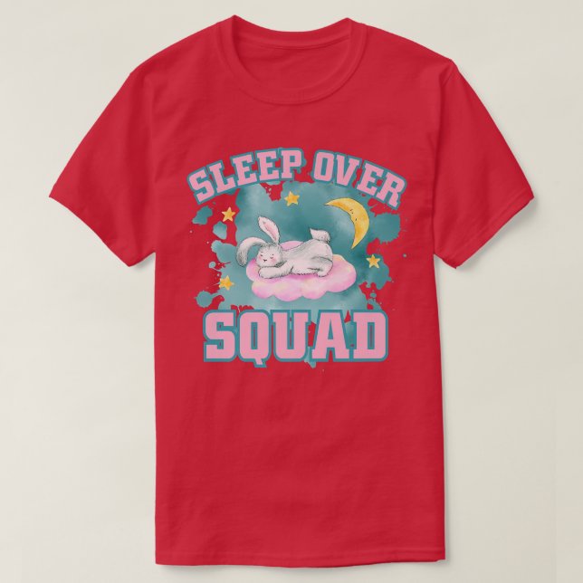 Sleepover Squad Pajama Top Cute Bunny  T Shirt (Design framsida)