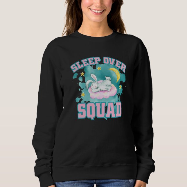 Sleepover Squad Pajama Top Cute Bunny T Shirt (Framsida)