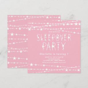 Sleepover Stars Födelsedagsfest inbjudan