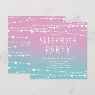 Sleepover Stars Födelsedagsfest inbjudan