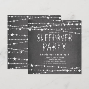 Sleepover Stars Födelsedagsfest inbjudan