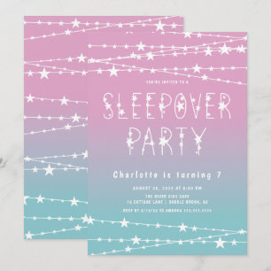 Sleepover Stars Födelsedagsfest inbjudan