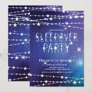 Sleepover Stars Födelsedagsfest inbjudan