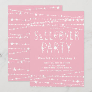 Sleepover Stars Födelsedagsfest Inbjudningar