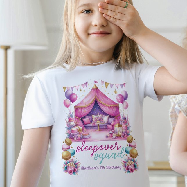 Sleepover-trupper Birthday rosa lila glitter T Shirt (Skapare uppladdad)