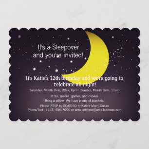 Sleepovermåne och stjärnor inbjudningar