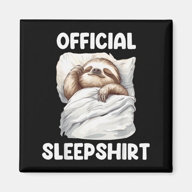 Sleepshirt Cute Sleeng Sloth Animal Lovers Pajama  Magnet (Framsidan)