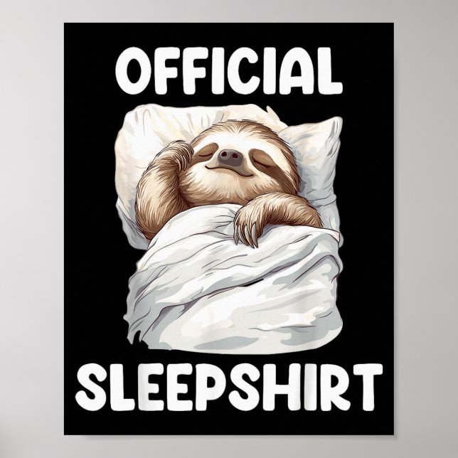 Sleepshirt Cute Sleeng Sloth Animal Lovers Pajama  Poster (Framsidan)