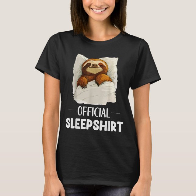Sleepshirt Cute Sleeng Sloth Animal Lovers Pajama  T Shirt (Framsida)