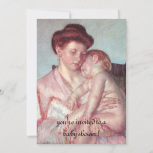 Sleepy Baby av Mary Cassatt, Vintage Baby Shower Inbjudningar