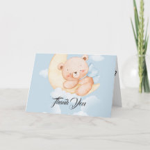 Sleepy Bear Baby Shower Thank You Card
