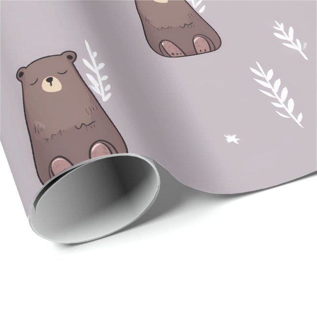 Sleepy Bear Spring Wrapping Paper Presentpapper (Rullad Hörn)