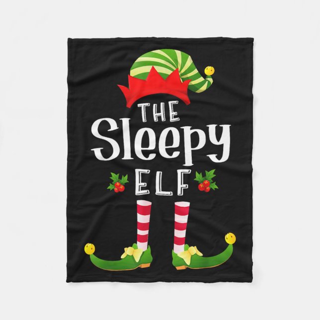 Sleepy Christmas Elf Matching Pajama X-mas Party  Fleecefilt (Framsidan)