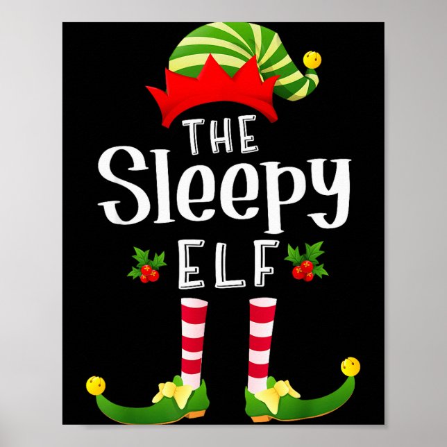 Sleepy Christmas Elf Matching Pajama X-mas Party  Poster (Framsidan)