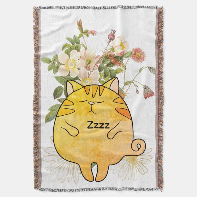 Sleepy Ginger Cat Filt (Framsidan Vertikal)